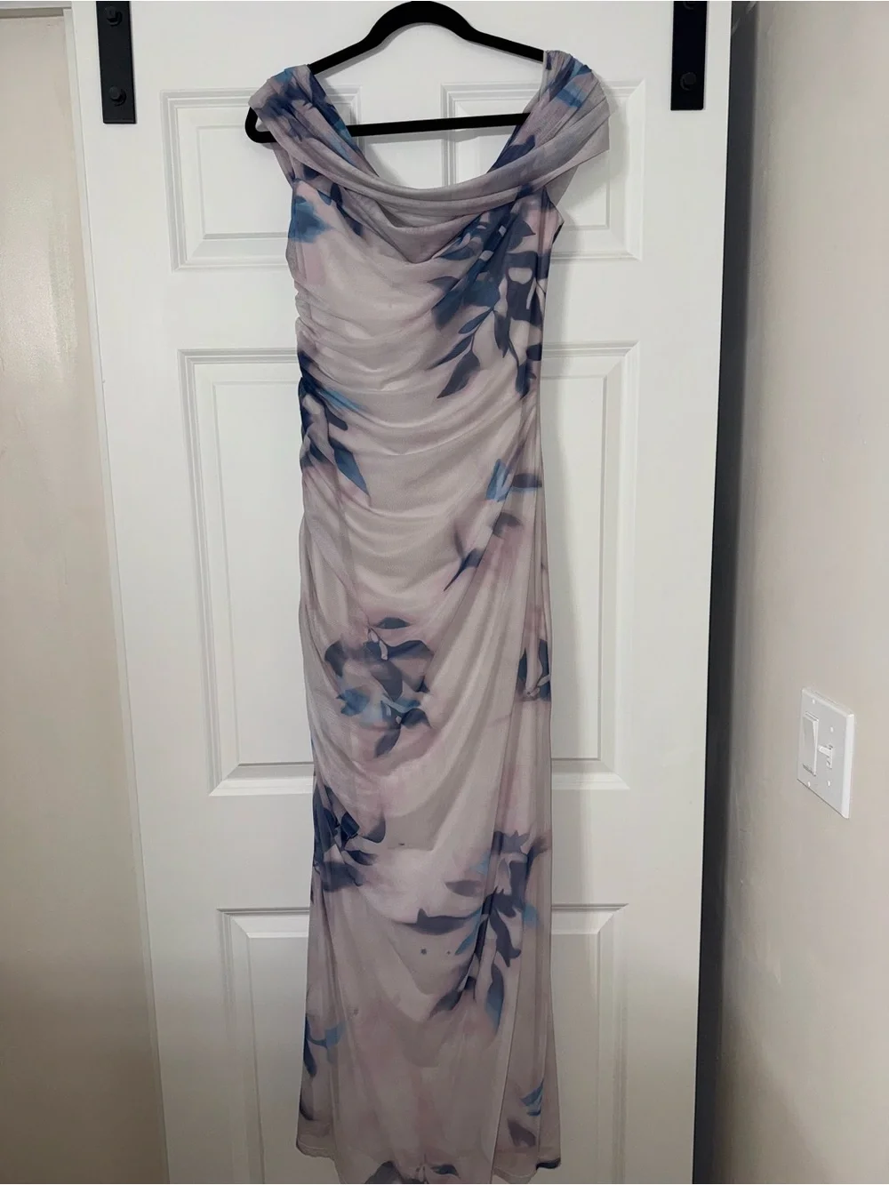 Abercrombie & Fitch Women's Mesh Draped Maxi Dress in Light Purple Floral (L T)